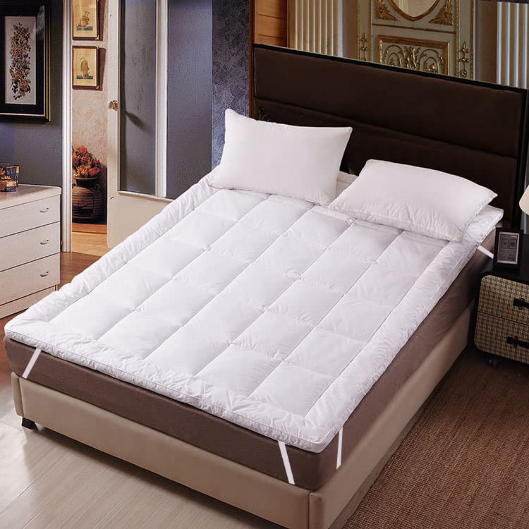 ZIB Quilted 500 GSM Microfiber Anchor Bands Elastic Mattress Topper/Topper/Enhancer Extra Deep Fits 12 Inches (California (72x84 Inch), White)-image-47