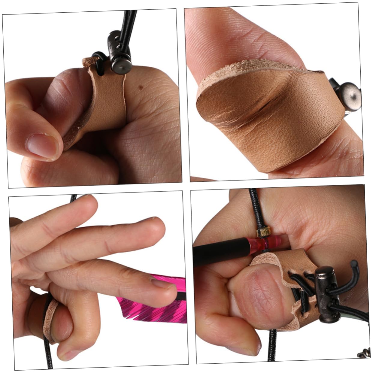 DINHEAROM Thumb Protector and Arrow Finger Tab Soft Leather Finger Guard for Recurve