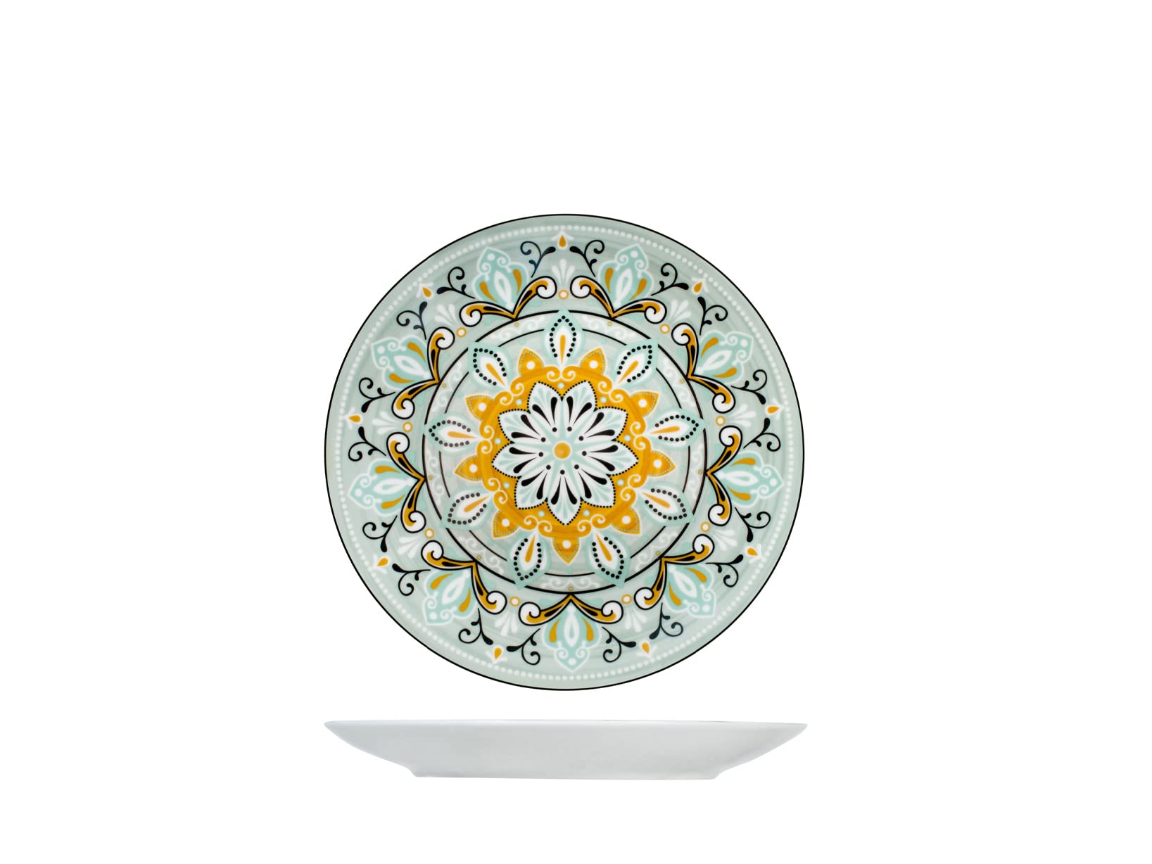 ROYAL NORFOLK Jaipur Set of 12 Piatti Frutta, Porcellana, Verde, 20 cm