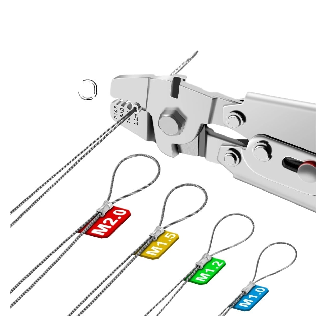 Qxbfndc A Crimping Tool Wire Rope Crimping Tool 0.1-2.2Mm Swager Tool For Luminum Crimping Loop Sleeves With Cutting Function Hand Crimping Plier(A)