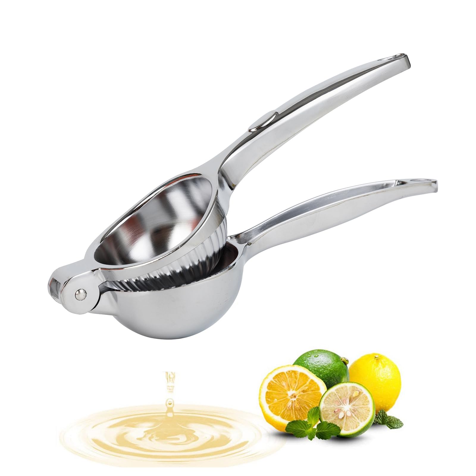AgirlvctLemon Squeezer, Heavy Duty Zinc Manual Lemon Juicer, Threaded Groove Fresh Small Oranges Limes Juicer Hand Press Manual Press for Home Restaurant Kitchen Accessories Utensils(Sliver)