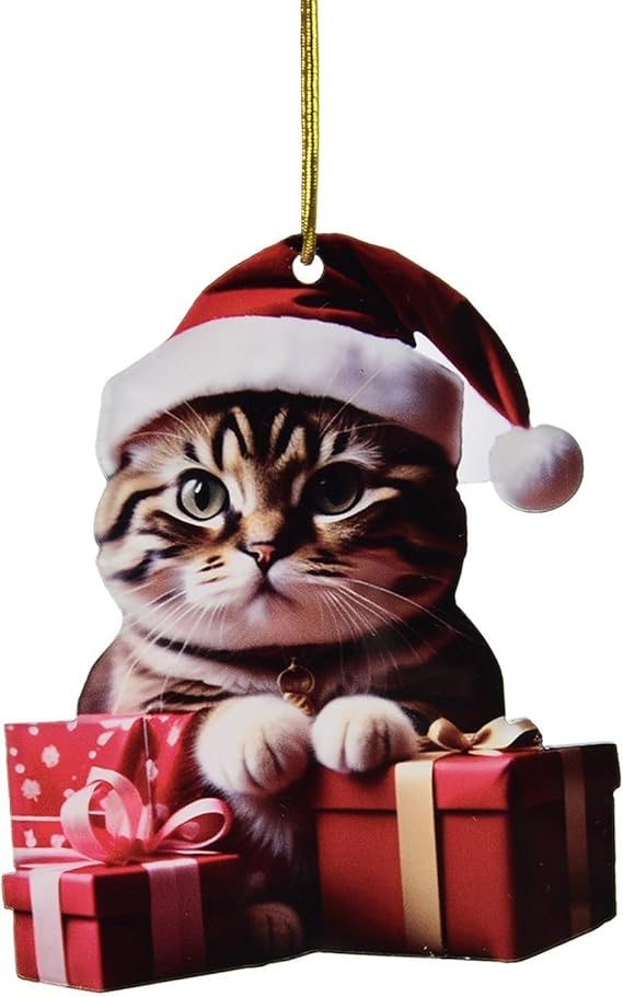 Cat Christmas Tree Decorations Acrylic Cat Christmas Ornament For