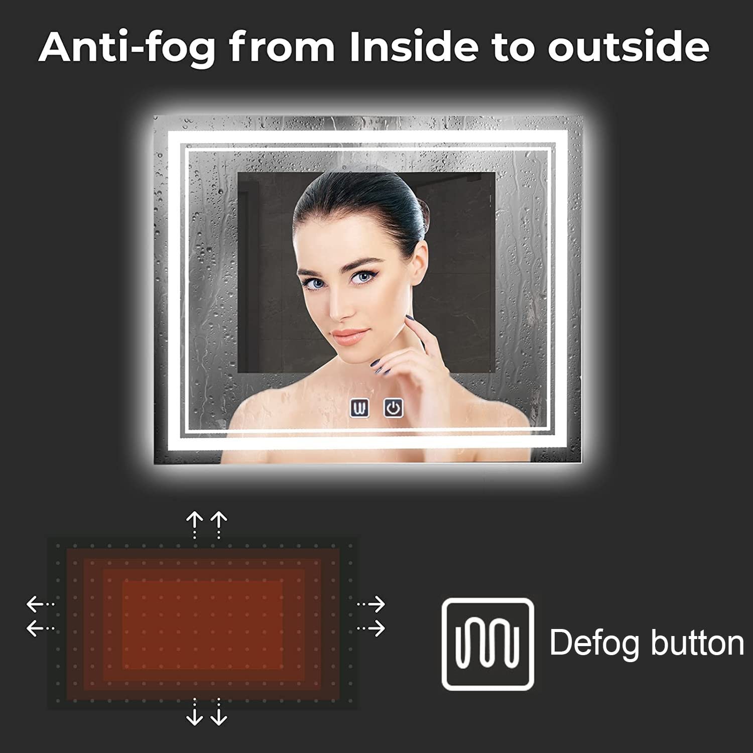 moderntop Led-badkamerspiegel, 60 x 80 cm, wandspiegel met