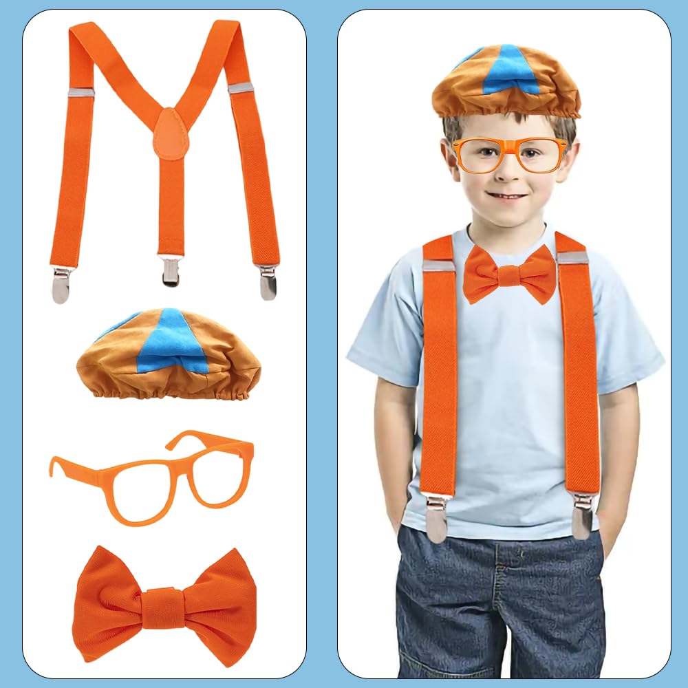 JOAASU 4 PCS Costume Roleplay Accessories, Kids Roleplay Costume Set, Kids Dress Up Accessories with Bow Tie, Suspenders - Image 3