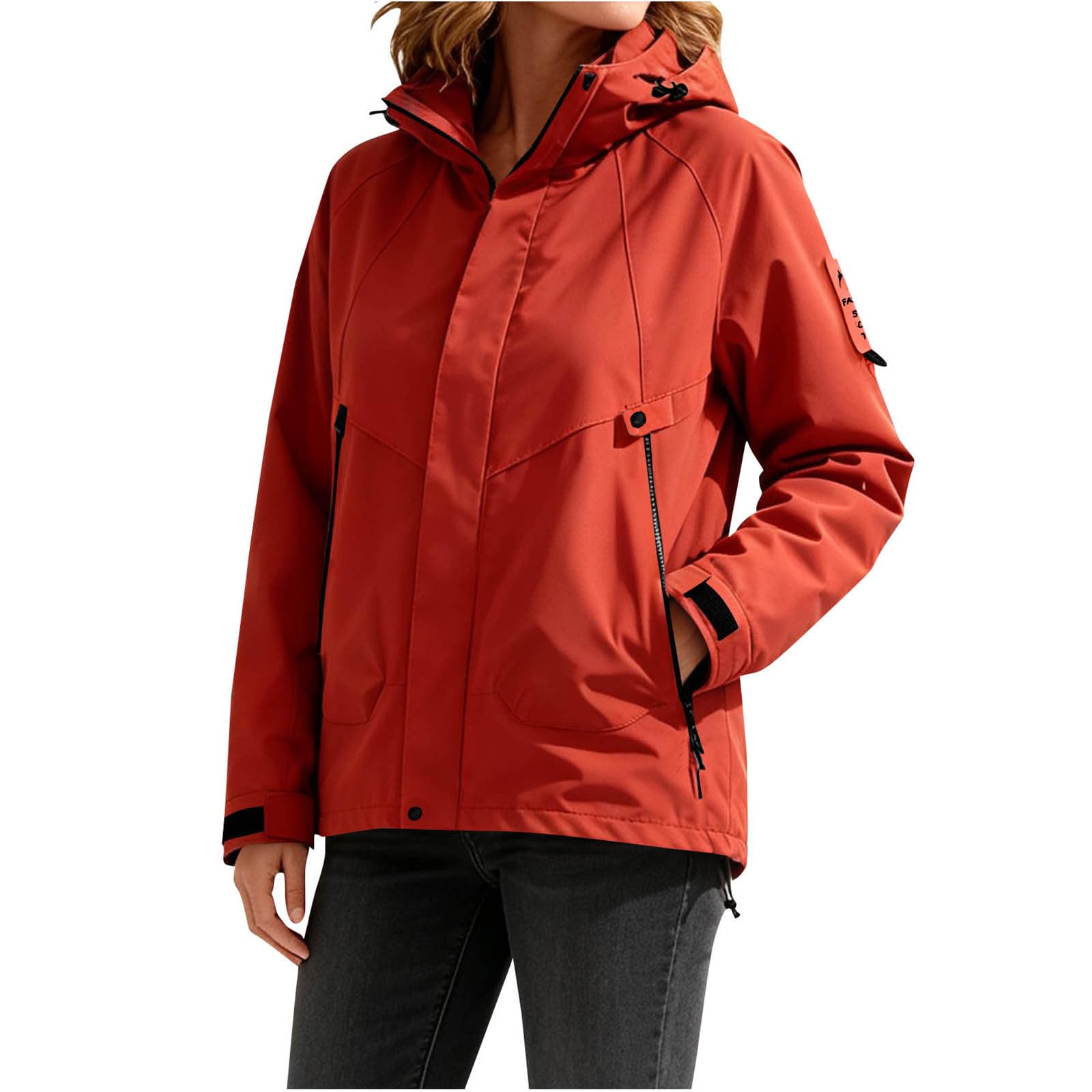 Regenjacke Damen Wasserdicht Atmungsaktiv Regenmantel Übergangsjacke Outdoor Friesennerz Fahrradjacke Regencape Regenjacken für Frauen Softshelljacke Zipper Windbreaker mit Kapuze Funktionsjacke