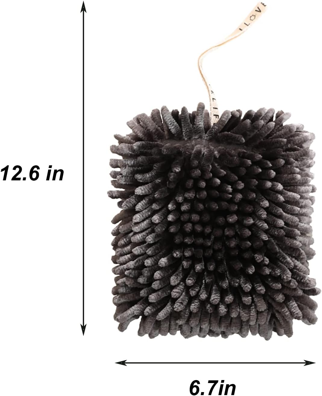 4 Pack Chenille Hanging Hand Towel Balls Super Absorbent Microfiber Hand Towels Chenille Ball Soft Plush Quick-Drying Hand Towels with Hanging Loops for Bathroom Kitchen (Brown+Grey)