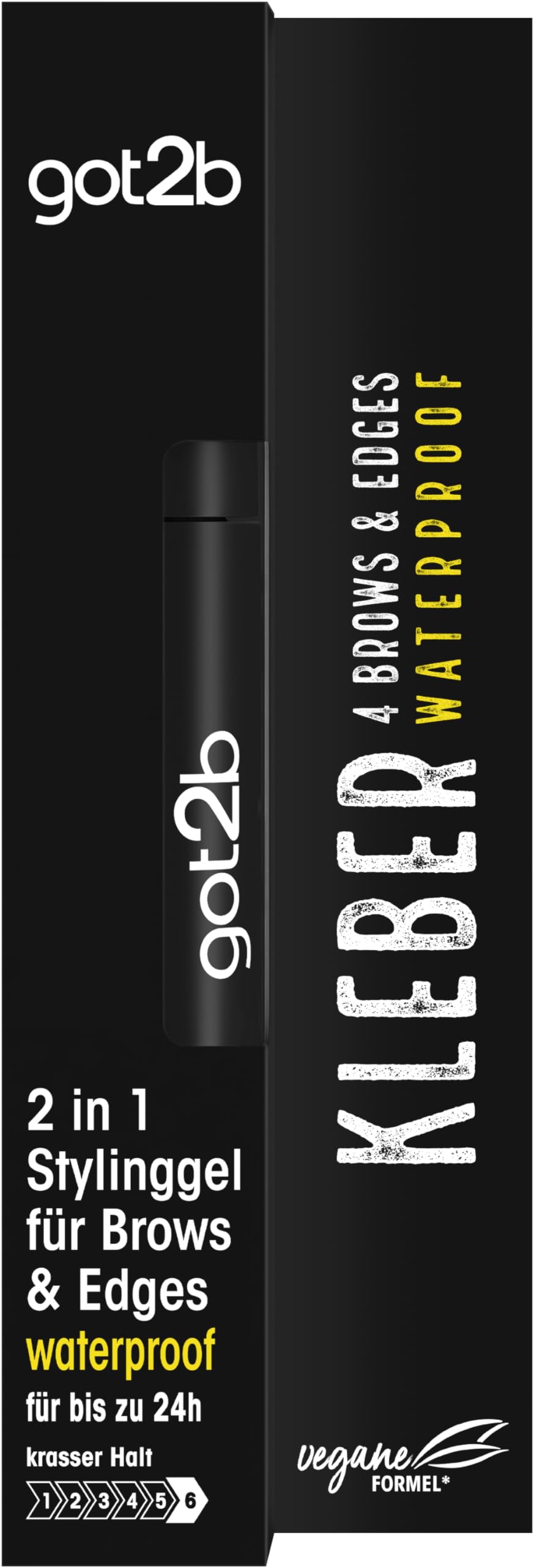 got2b Kleber 4 Brows & Edges Waterproof (16 ml), 2in1 Brow Gel & Haar Mascara, schweiß- & wasserfest für bis zu 24 h Halt, mit praktischer Eyebrow Brush zum Stylen von Haarkonturen & Edges