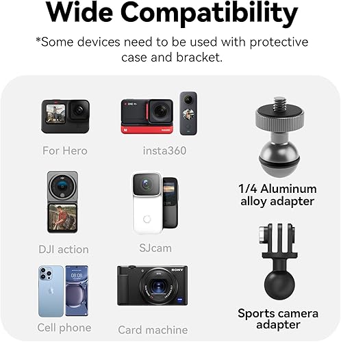 Miniatura 7 de TELESIN Soporte de cámara Super Clamp con cabezal de bola dual de 360°, soporte para manillar de bicicleta/motocicleta para GoPro Max Hero 13 12 11