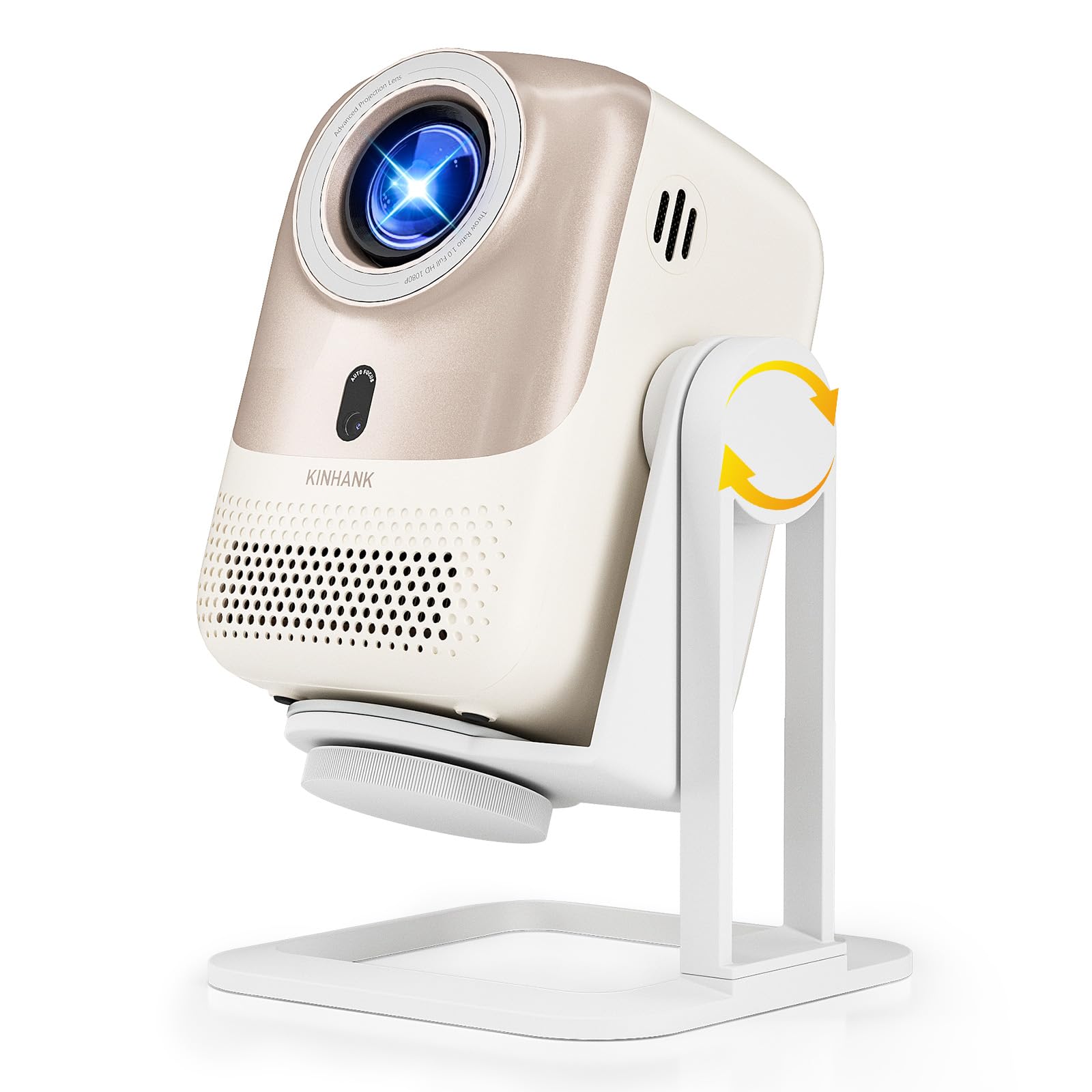 Vidéoprojecteur Portable avec Android OS, Projecteur Natif 1080P Supporté 4K, WiFi 6 Bluetooth 5.2 | 450 ANSI Auto Focus/Keystone, 360°Rotating Retroprojecteur pour PS5/Phone/Extérieur/Home Cinéma