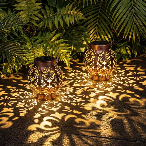Edenseelake 2 Pack Solar Hanging Lanterns Outdoor Waterproof Flower Lights,