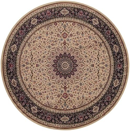 Oriental Weavers Ariana Area Rug - 095I8-8' Round - in Ivory/Black - Vintage Inspired, Stain Resistant, Family and Pet Friendly, Dining Room Rug