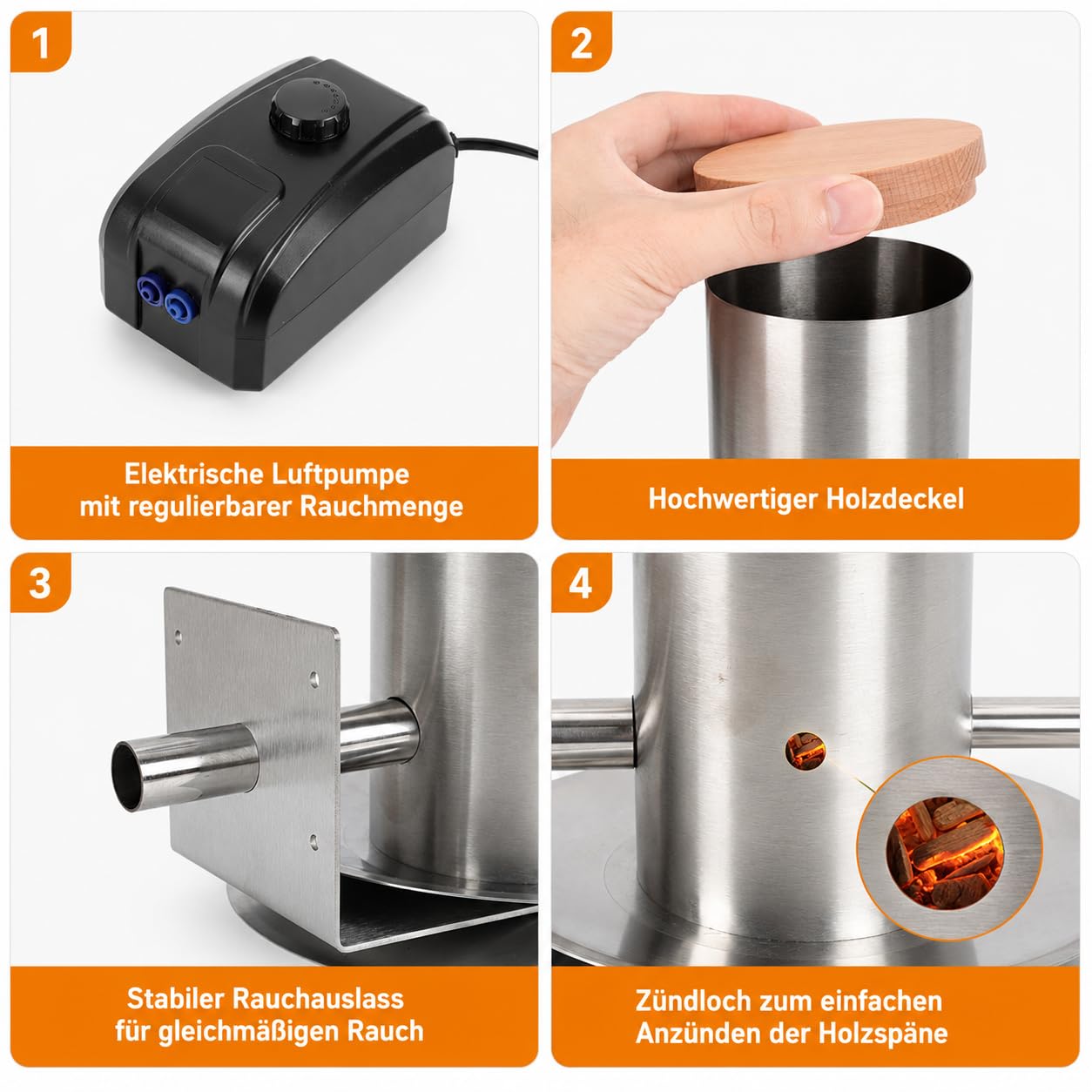 Generatore di fumo freddo per affumicatore e affumicatore in acciaio inox