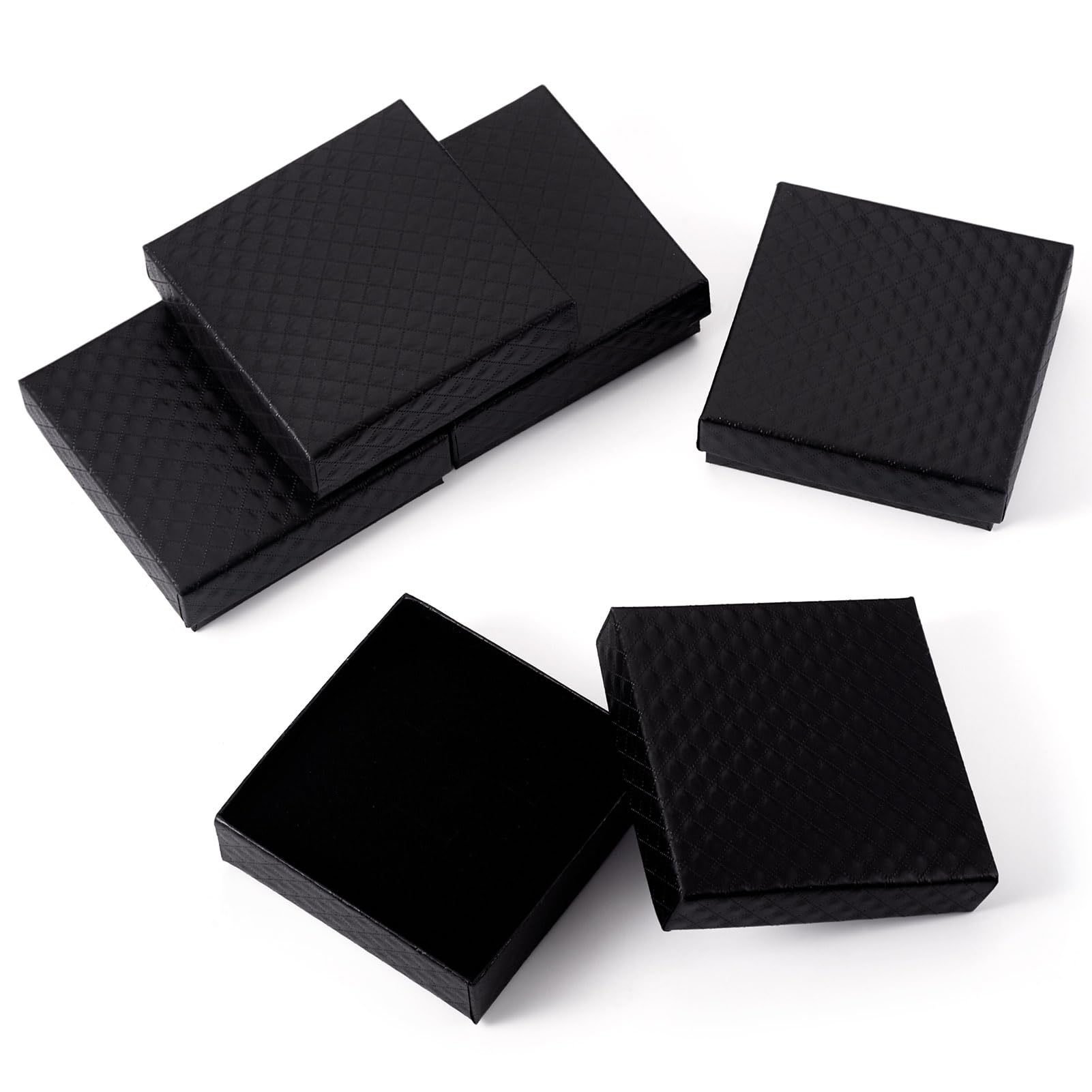 Cheriswelry 5Pcs Black Jewelry Packing Boxes Small Square Cardboard Packaging Boxes for Wedding Gift Necklace Earring Ring Party Favor Jewelry Packaging