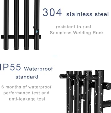 Electric Towel Warmer Rack for Bathroom, Wall Mounted, Matte Black Finish
