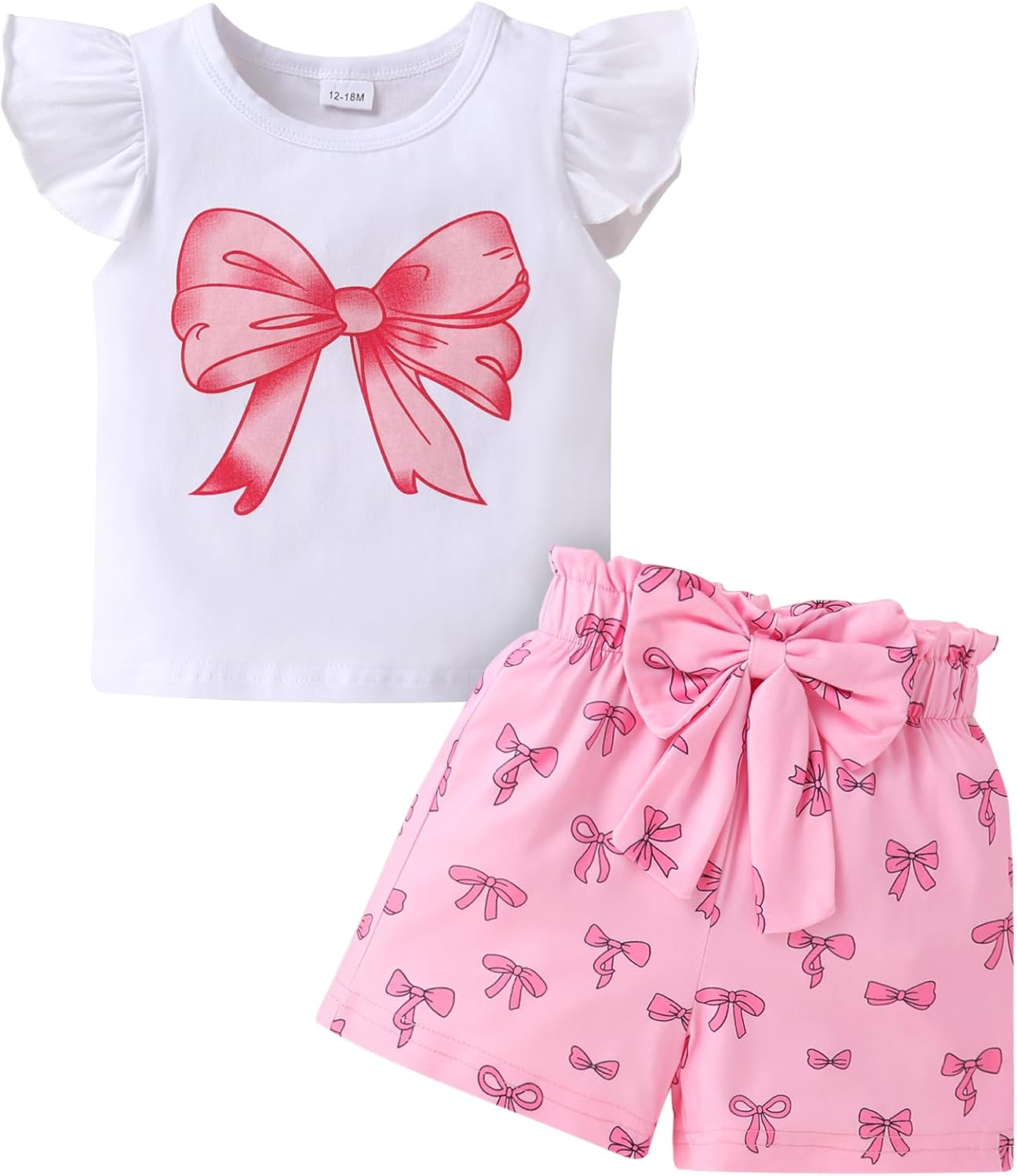 YOUNGER TREE Toddler Baby Girl Clothes Ruffle Short Sleeves T-Shirt Tops and Shorts Set Cute Summer Outfits