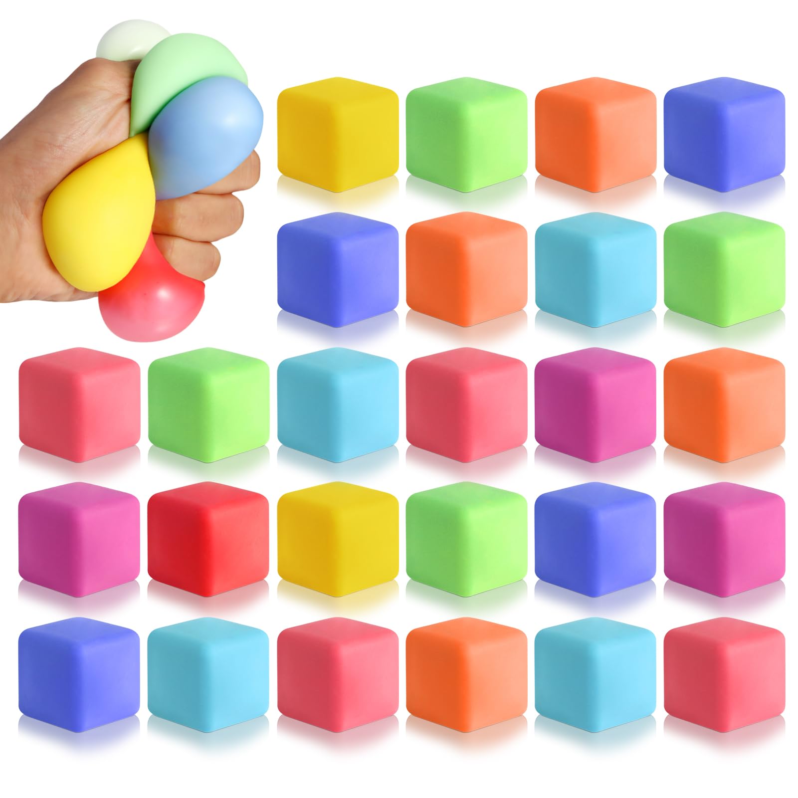 40 Pack Slow Rising Stress Cube Fidget Toys, Squishy Balls Sensory Fidget Toys for Kids Adults, Square Shape Fidgets for Classroom, Party Favors Pull Stretch Squishy Toy Classroom Prize Box Toys