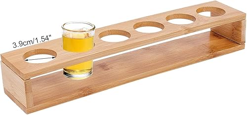 NBEADS Soporte de vidrio para 6 chupitos, agujero bandeja de vidrio de chupito de 1.53 pulgadas, bandeja de servir de vidrio de chupito,