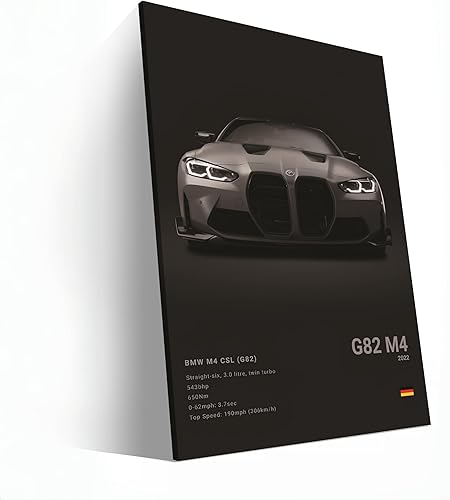 Miniatura 2 de Supercar M4 CSL - Póster de carreras para pared, lienzo, regalo de cumpleaños, impresiones para decoración de la casa, enmarcada o sin marco (negro