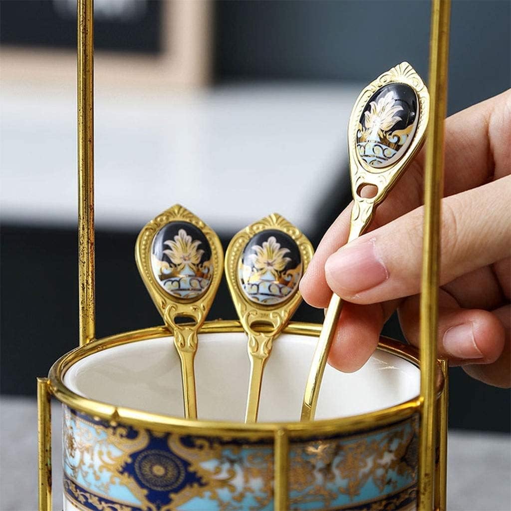 Teaspoon Spoon Soup Stainless Steel Coffee Spoon, British Dessert Milk Tea Small Spoon, for Kitchen Restaurant 6-Piece Exquisite Mixing Spoon Coffee Spoon Dessert Spoon Spoon(B)