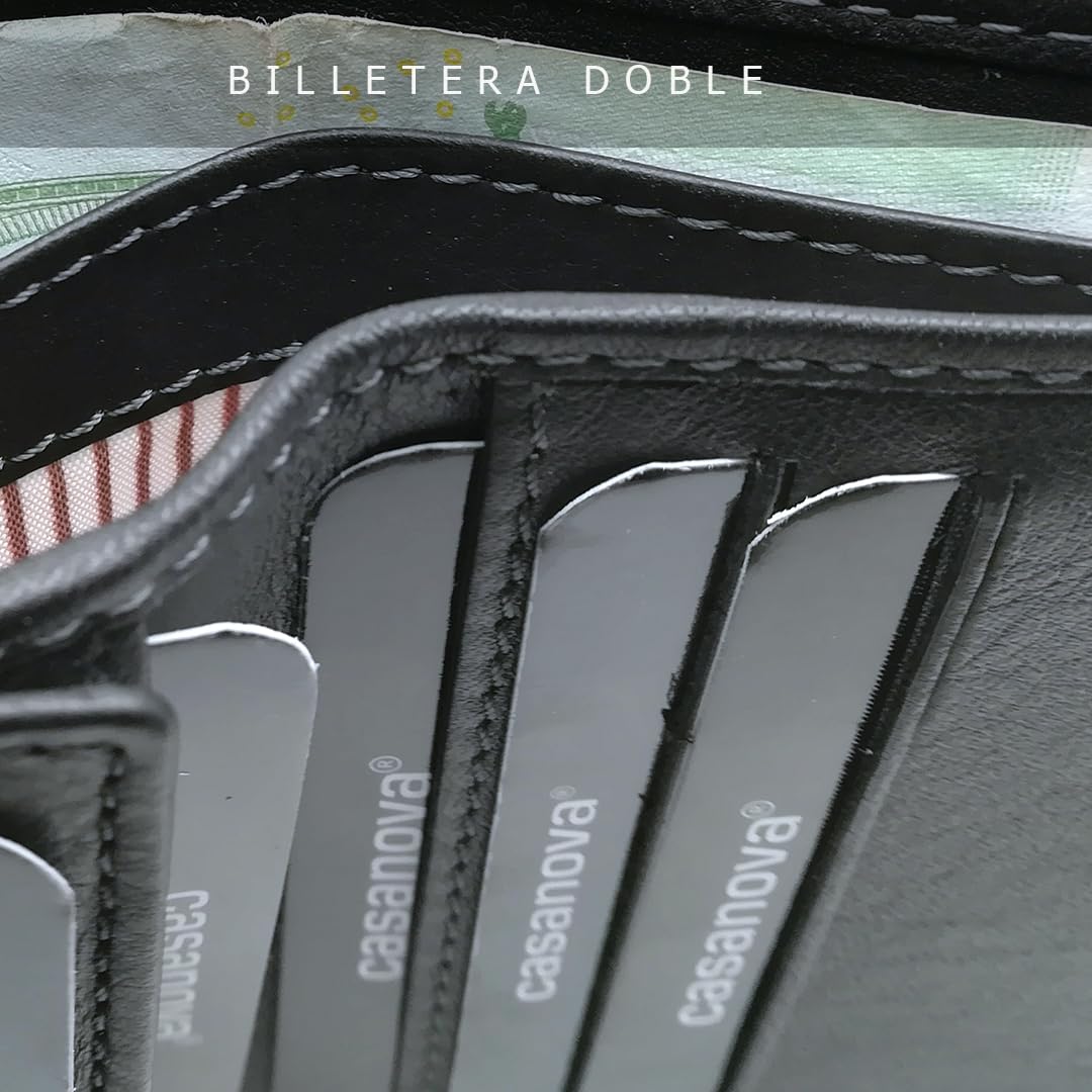 Mini Cartera Tarjetero Hombre Piel - Hecho a Mano - RFID - 10058 Negro