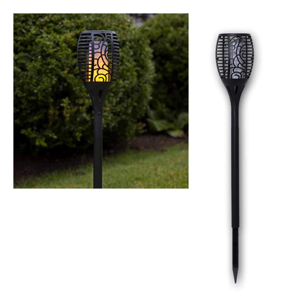 5er Set Solar Fackel FLAMME amber LED Feuer rund