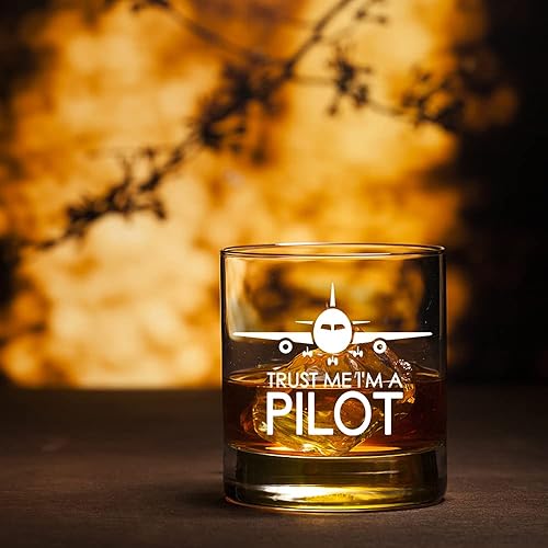 Miniatura 4 de Perfectinsoy Trust me I'm a Pilot - Vaso de whisky piloto, vaso de whisky piloto jubilado, pilotos asistentes de vuelo jubilados helicóptero aviador