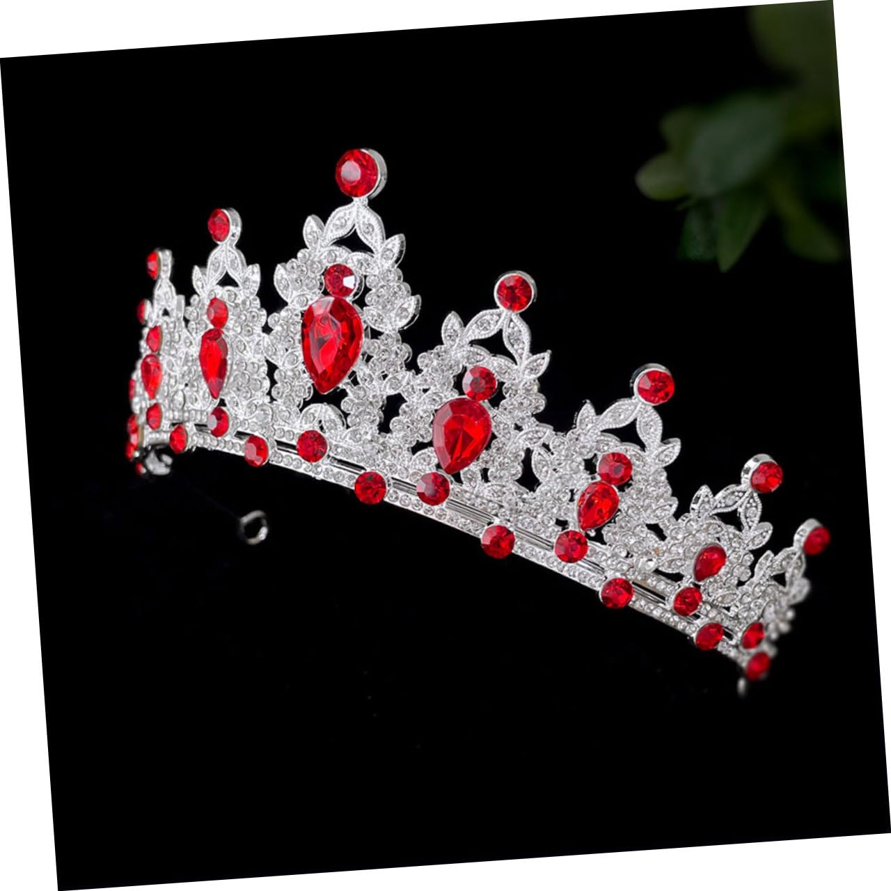 Baroque Tiara Crown Elegant Wedding Headwear for Brides and Queens for Birthday Parties Prom and Special Events Stunning Red Design with Vibrant Colors
