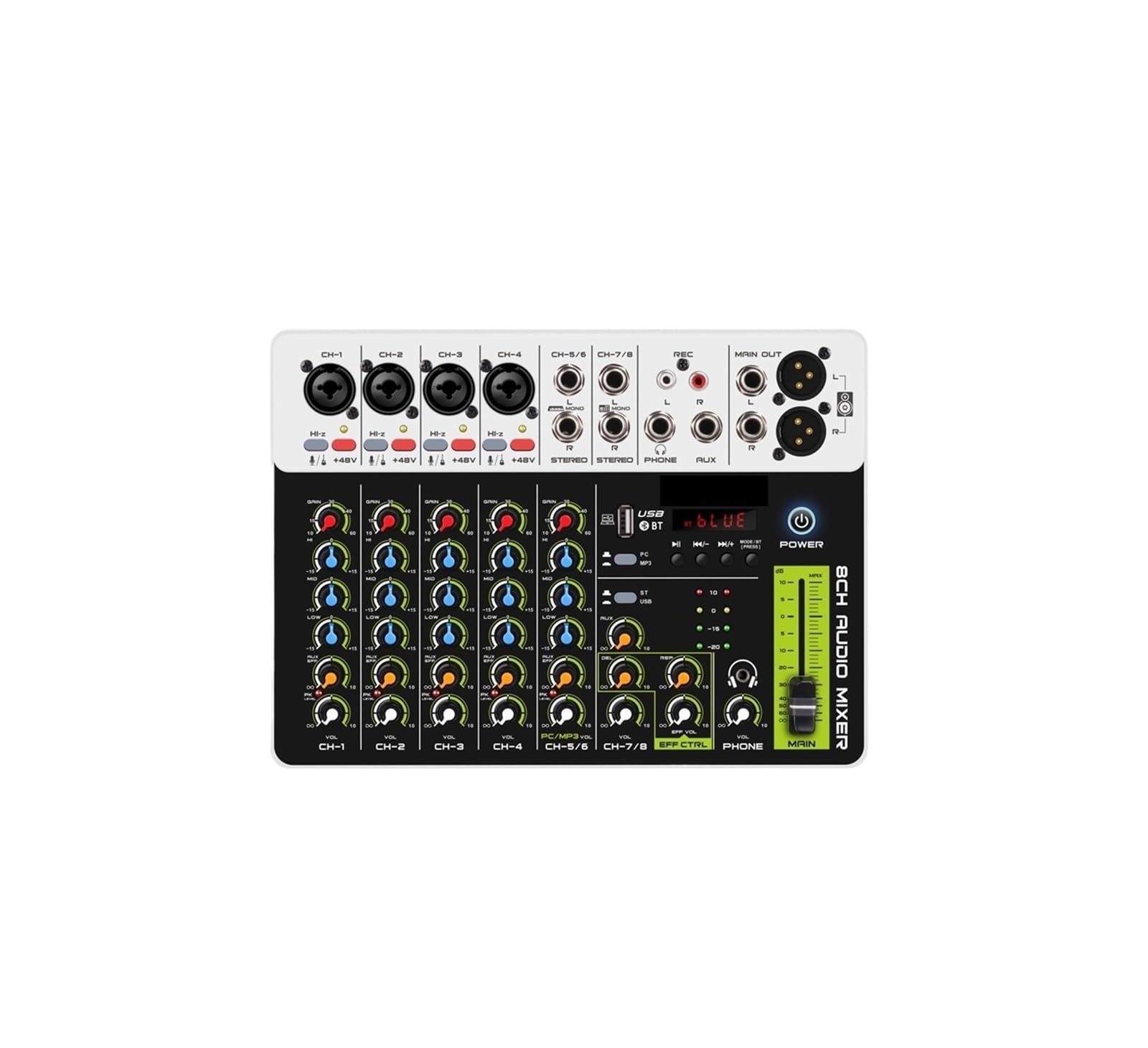 Kontrolery DJ-skie, Mikser, kontroler DJ, mikser 5.0 Bluetooth, zasilanie Phantom 48 V, niski poziom szumów dolnych, do miksera, nagrywanie na komputerze