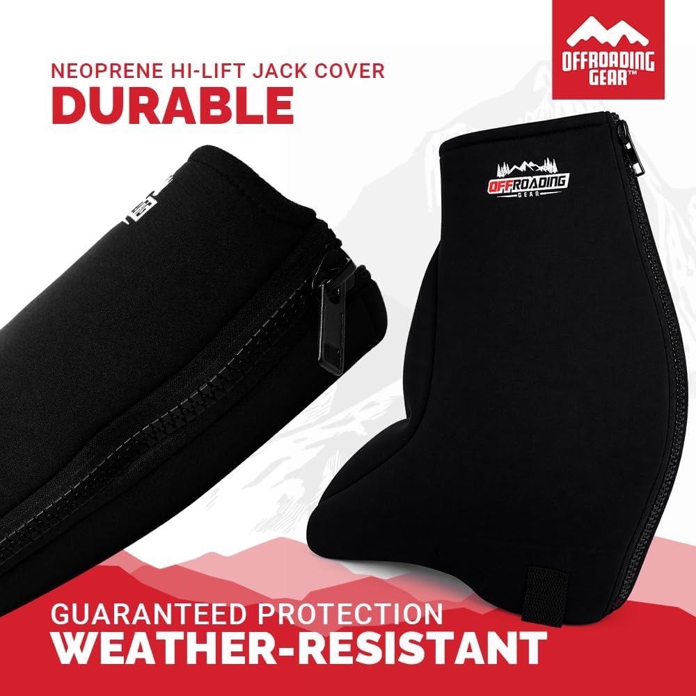 Offroading Gear Neoprene Jack Cover for Hi Lift/Farm Jacks/etc. - Universal Fit (Black/Red)