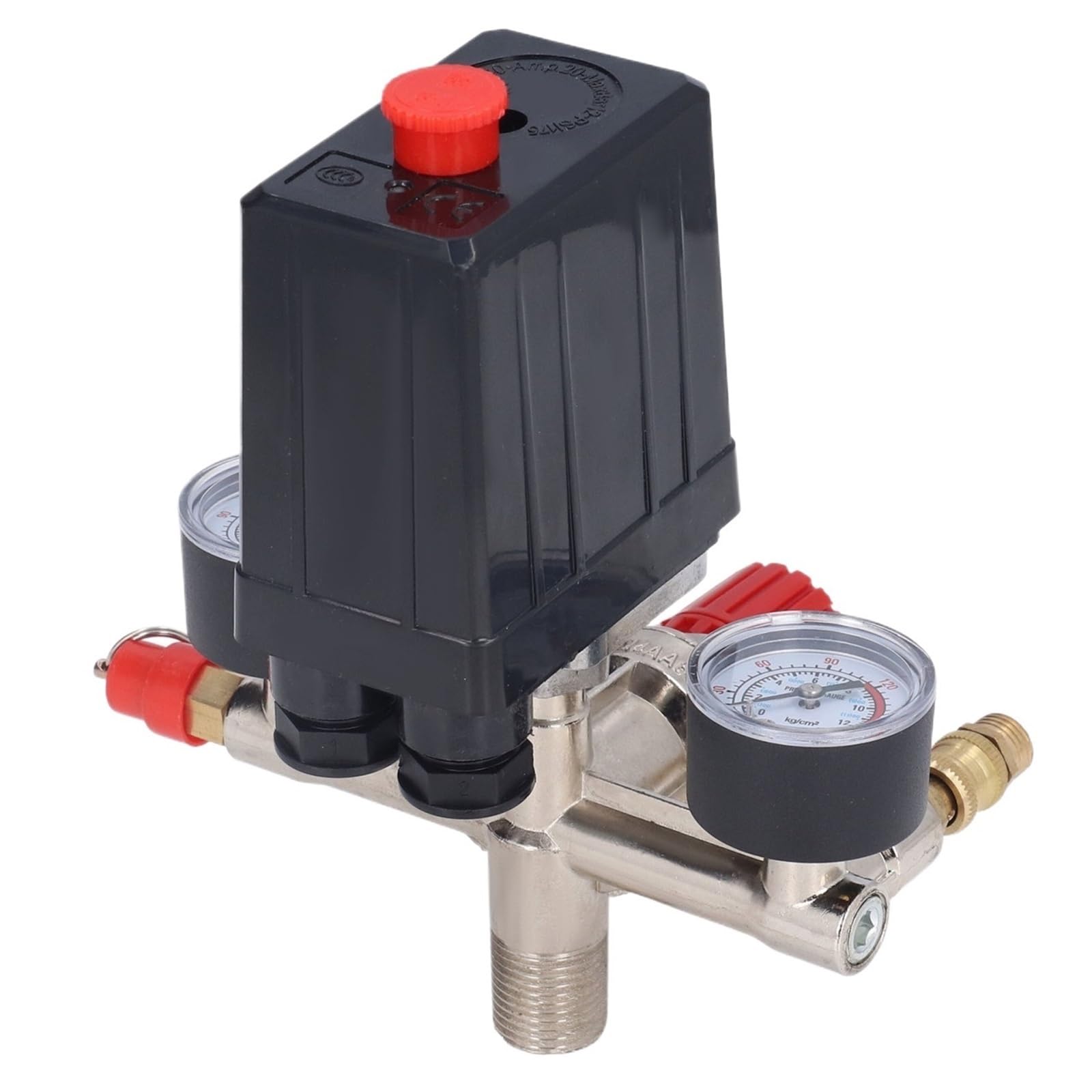 Kit de control de válvula de interruptor de presión for compresor de aire de CA de 90-120 PSI, interruptor vertical, colector, regulador, manómetros, válvula de seguridad