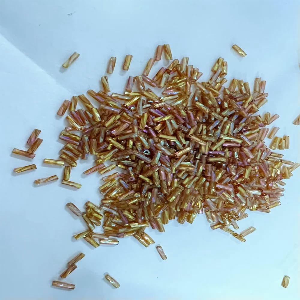 300 cuentas tubulares 11/0 de 2 x 6 mm, cuentas de vidrio helicoidales para pulseras, joyas, confección de vestidos y accesorios - Café claro AB44-2 x 6 mm, 450 g, 13500 unidades