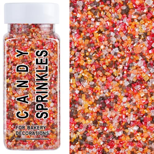Image of Thanksgiving Sprinkles, Fall Sanding Sugar Sprinkles, 4.6 oz Edible Orange Yellow Red White Brown Sugar Crystal for Baking Topping, Cupcakes, Cookies, Ice Cream, Cake Decorating, Autumn Party Supplies
