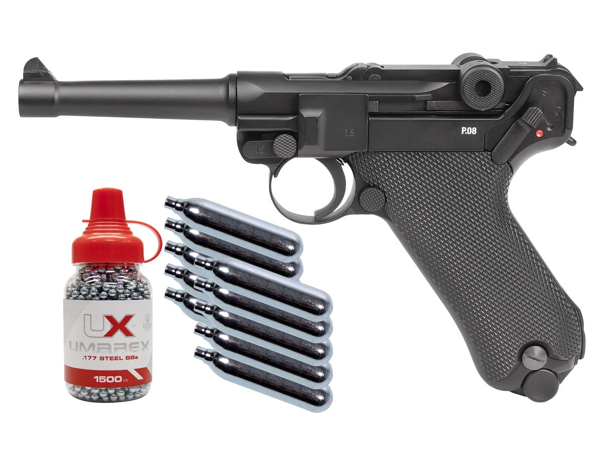 Umarex Legends Blowback P08 CO2 Pistol Kit, Full Metal air Pistol