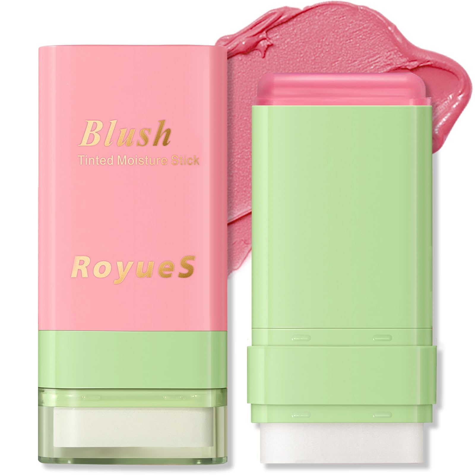 tewiaii Cream Blush Stick: Multi Use Tinted Solid Moisturizer Blusher Stick 2 in 1 with Sponge Brush - Natural Matte Face Blush for Eye Lip Cheek Tint Waterproof Hydrating Makeup Sticks (Shy Pink, 1)