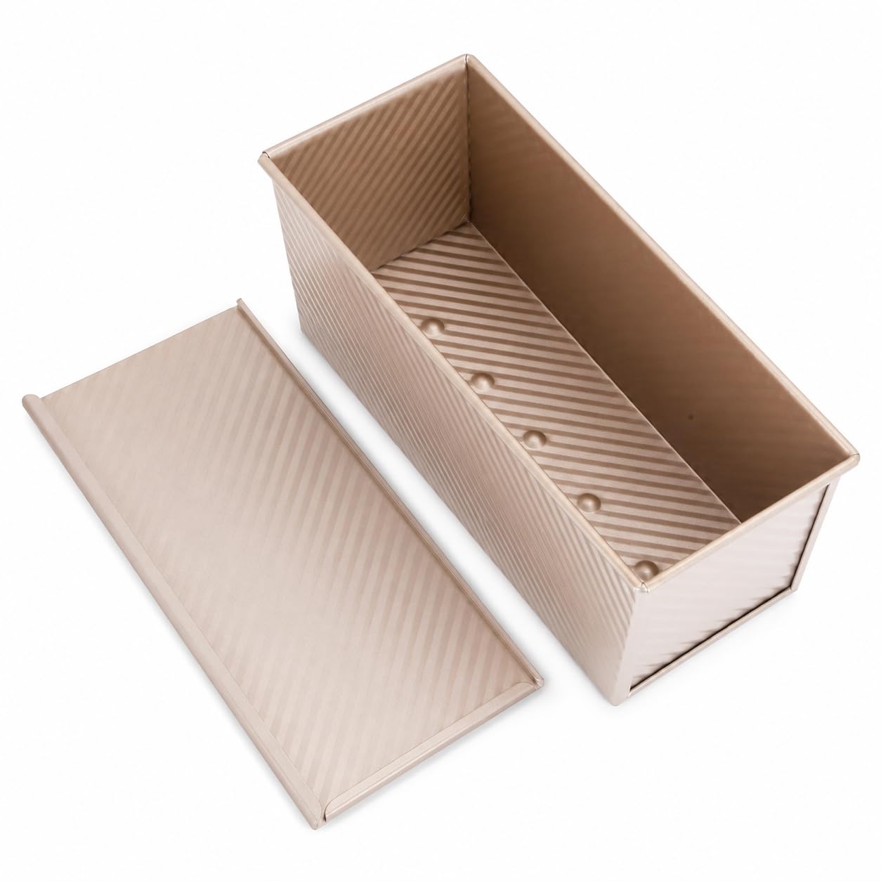 CANDeal Für 1000g Teig Toast Brot Backform Gebäck Kuchen Brotbackform Mold Backform mit Deckel(Gold-Rechteck-Welle)