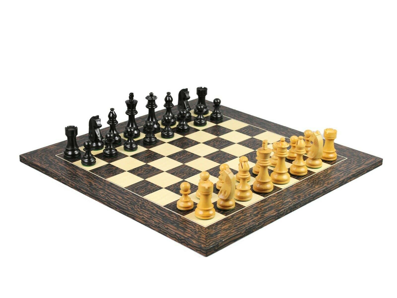 Set di scacchi in legno Tiger Ebony Board da 20 pollici ponderato Ebanizzato tedesco Staunton pezzi 9,75 pollici