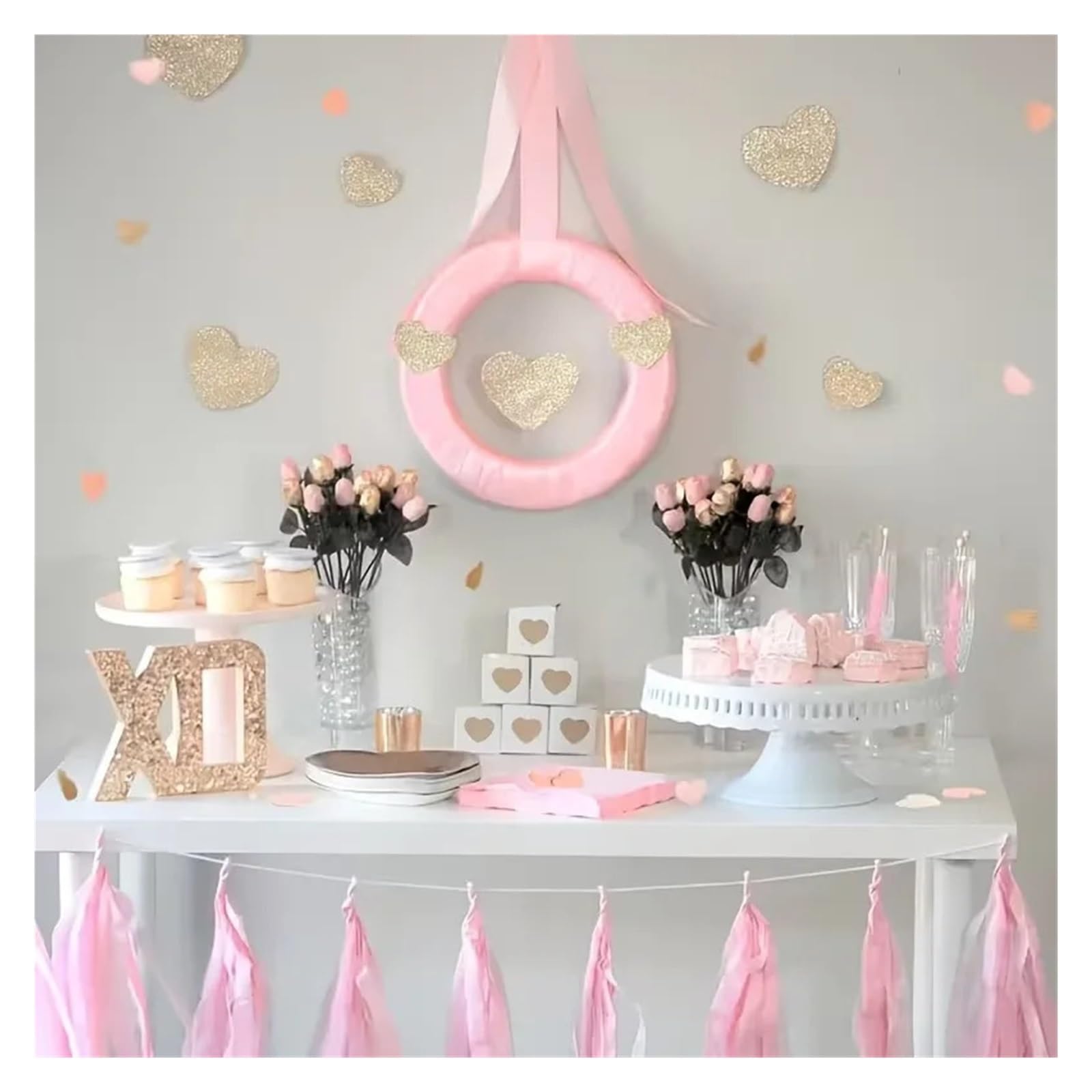 Confeti Boda 300 confeti de corazón rosa, decoración mesa