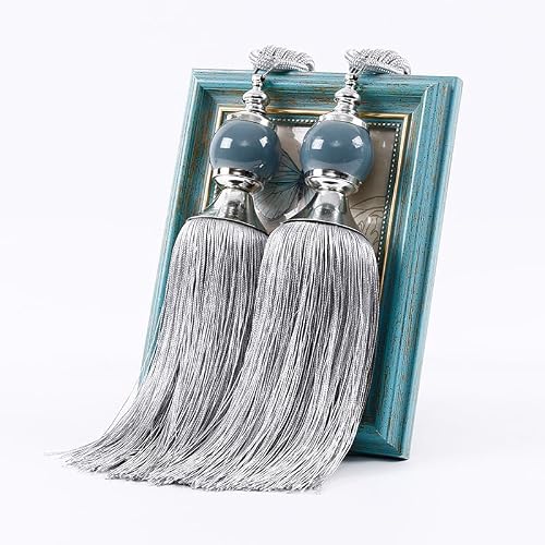 YATINGZHANG Tie Backs For Curtains 1 Pair Curtain Tie Backs With Tassel Traditional Chinese Tieback Decorative Accessories(Grey)