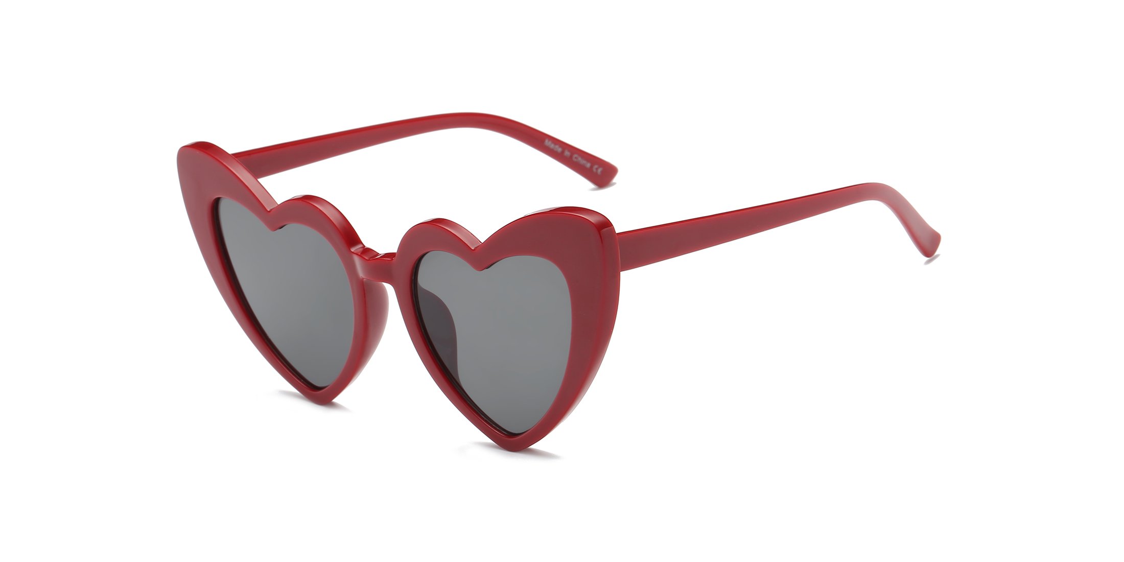 Cramilo Women Heart Shaped Sunglasses Fashion Cute Cat Eye Mod Style Retro Glasses