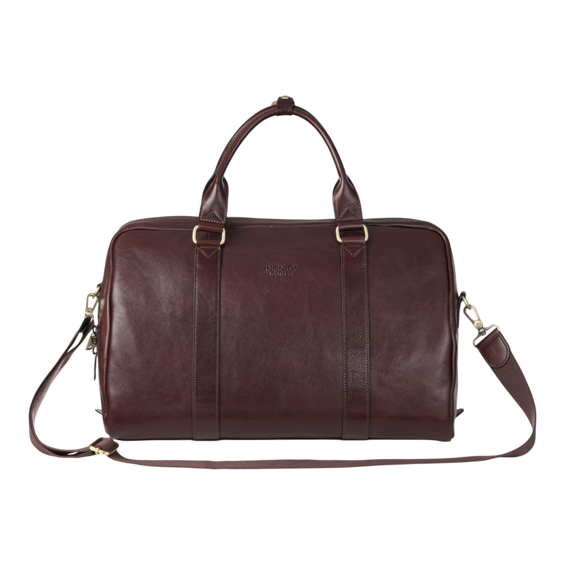 Genuine Leather Duffle Bag Vintage Weekender Travel Bag - Brown 45 x 28 x 22.5 cm