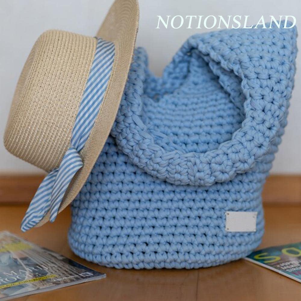 NOTIONSLAND 400g T Shirt Yarn Knitting Yarn Fabric Crochet Yarn for Bag Basket Blanket Home Decor - Sky Blue Plain Yarns - Image 2