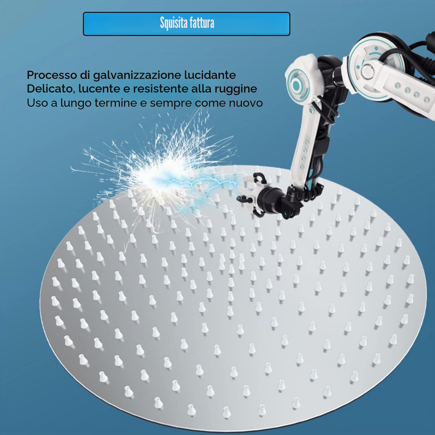 Soffione doccia a pioggia rotonda da 12 pollici in acciaio inox con ugelli anticalcare da 30 cm grande rotondo soffione a pioggia numero di ugelli: 144