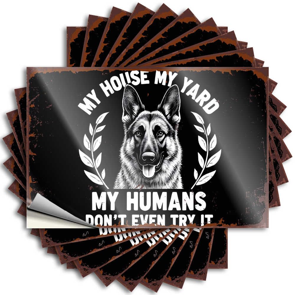 Fzfn Colour German Shepherd: My House, My Yard, My Humans Don't Even Try It Encouraging Winter - Tattoos Cover Removable Vinyl Decal(8X12cm)