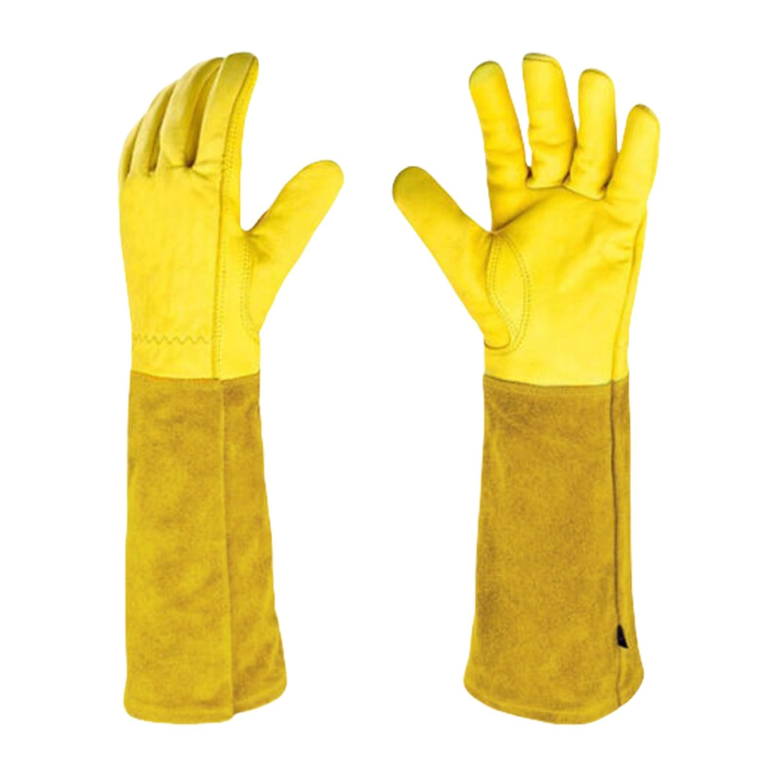 Generisch 1 Paar lange, dornensichere Gartenhandschuhe mit Unterarmschutz, Leder, Arbeit, Ellenbogen, Best Garden(L)