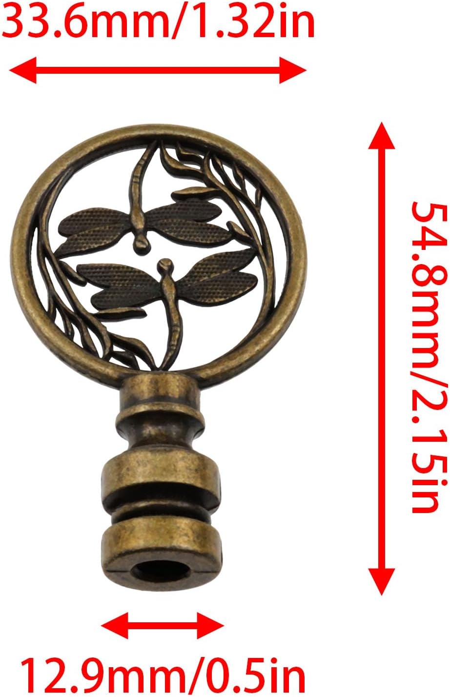 Double Dragonflies Lamp Finial 1-3/8 Inch Lamp Finial Cap Knob Dragonfly Design Lamp Decoration Hollowing Out Treatment for Lamp Shade 1PCS