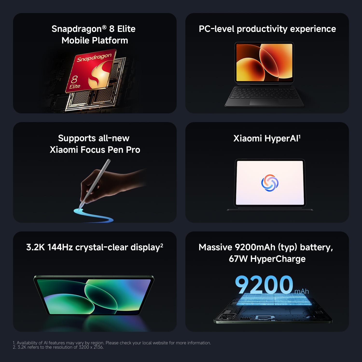 XIAOMI Pad 8 Pro, 11.2 Inch Tablet 8+256 GB, Snapdragon® 8 Elite Mobile Platform, Massive 9200mAh (typ) Battery, 144Hz Crystal Clear Display, HyperAI, Blue, Warranty 3 years, Charger Not Included — view 7