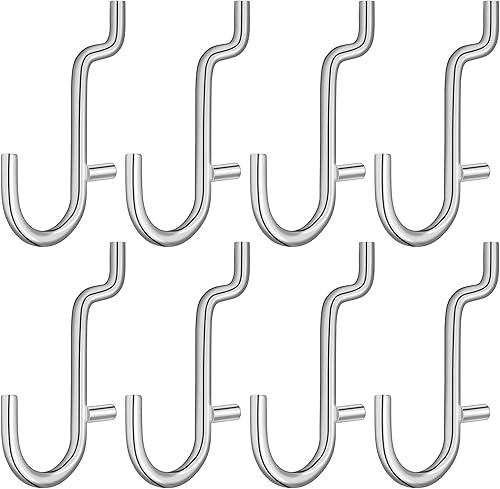 Baluue 20 ganchos de metal para tablero de clavijas, ganchos en J de acero inoxidable para tablero de clavijas, surtido de ganchos de clavijas de