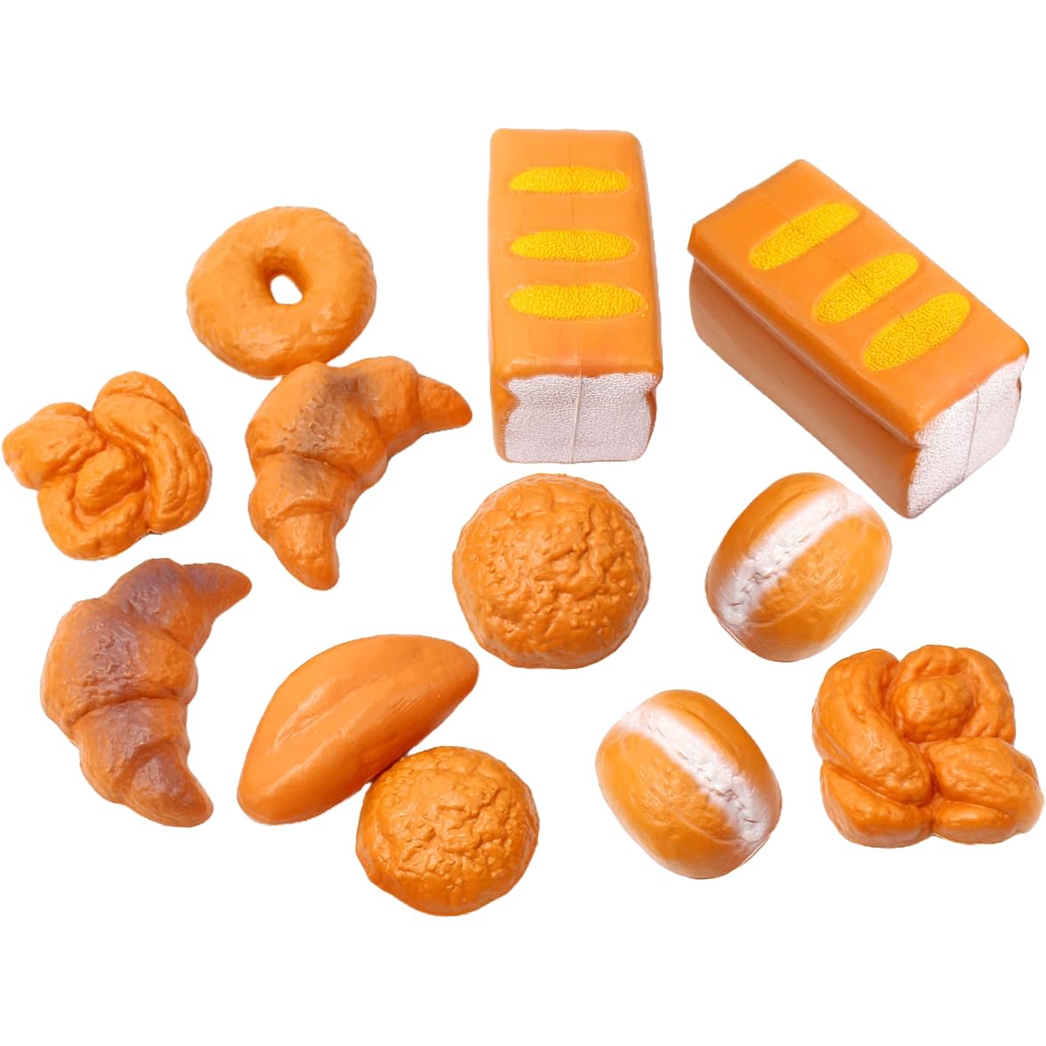 PowerTRC 12 Pieces Life Size Fake Bread Playset | Pretend Bakery Kitchen Toy Set & Decoration | Unique Gift for Toddlers, Boys & Girls