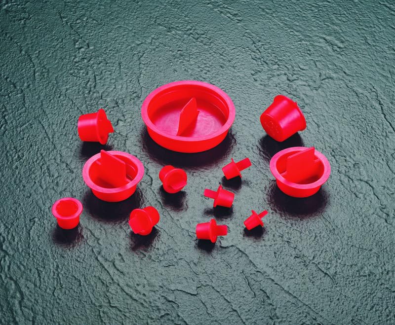Image of Caplugs CPT-14 CPT Series - Plastic Center Pull-Tab Tapered Plug, 30 Pack, Red LD-PE, Flange OD 1.41 inch x Plug ID 1.219 inch, Hole Protection, Leak Prevention, Masking, Painting, Powder Coating (ZCPT14Q1)