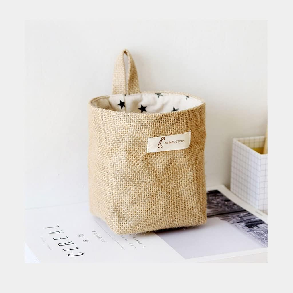 Linen Storage Bag Desktop Basket Hanging Pocket Organizer Toy For Cosmetic Sundries Box